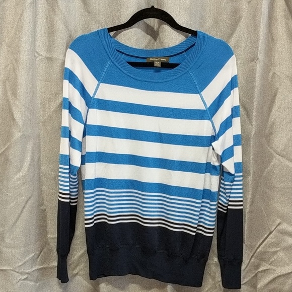 Blue stripe silk sweater - Picture 1 of 2
